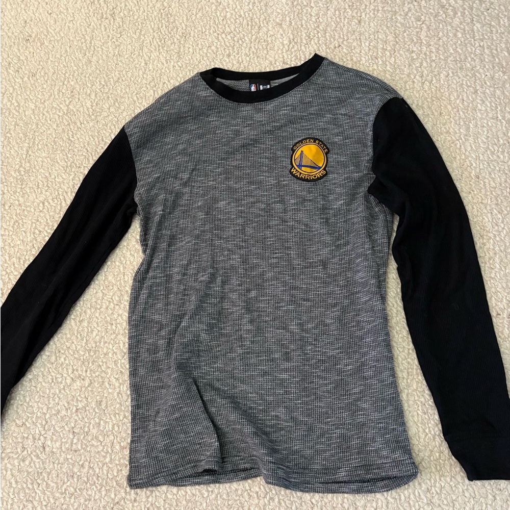 Warriors Gray and Black Long Sleeve Shirt  size M
